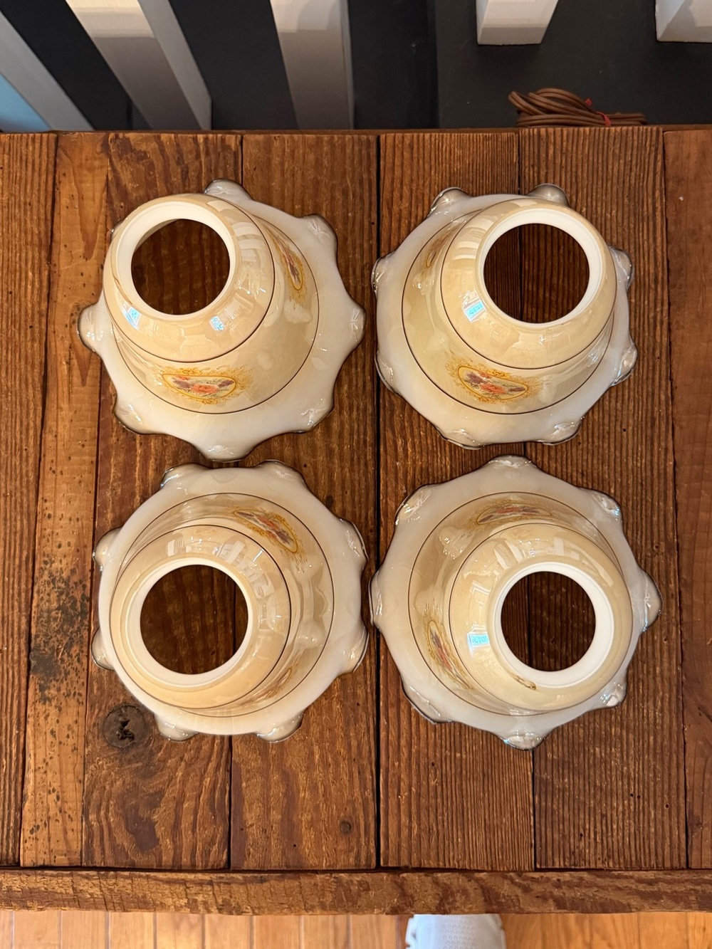 (4) Vintage BOHO Farmhouse Floral Glass Shades - Picture 3 of 4